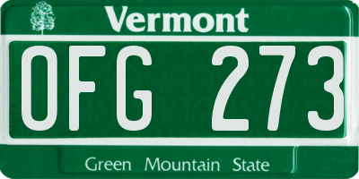 VT license plate OFG273
