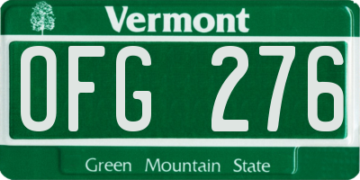 VT license plate OFG276