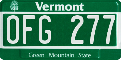 VT license plate OFG277