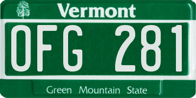 VT license plate OFG281
