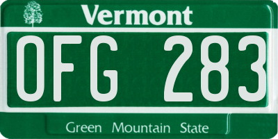 VT license plate OFG283