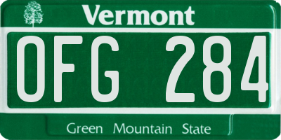 VT license plate OFG284