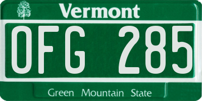VT license plate OFG285