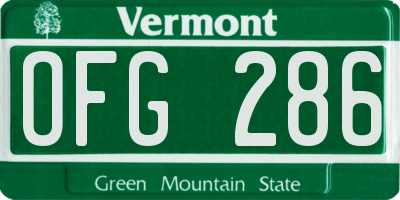 VT license plate OFG286