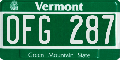 VT license plate OFG287