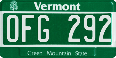 VT license plate OFG292