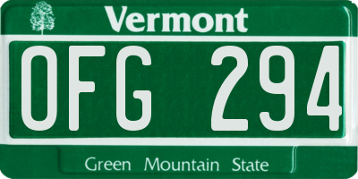 VT license plate OFG294