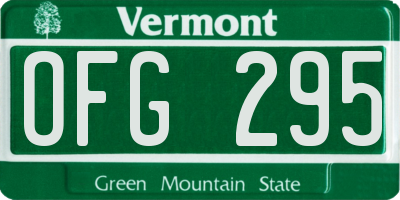 VT license plate OFG295