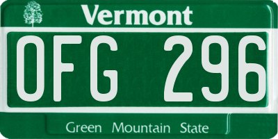 VT license plate OFG296