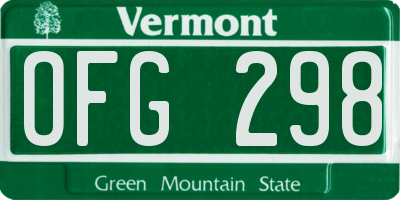 VT license plate OFG298