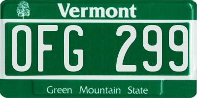 VT license plate OFG299