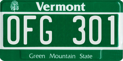 VT license plate OFG301