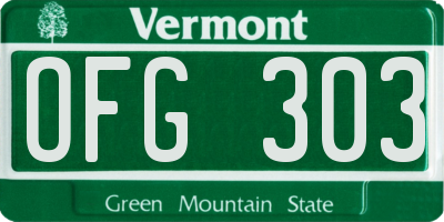 VT license plate OFG303