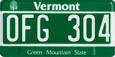 VT license plate OFG304