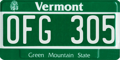 VT license plate OFG305