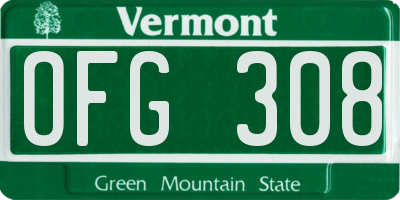 VT license plate OFG308