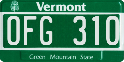 VT license plate OFG310
