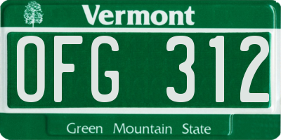 VT license plate OFG312