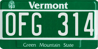VT license plate OFG314