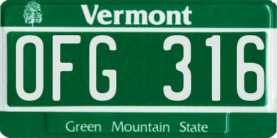 VT license plate OFG316