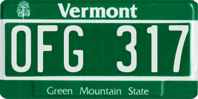 VT license plate OFG317