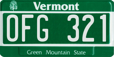 VT license plate OFG321
