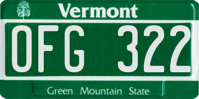 VT license plate OFG322