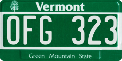 VT license plate OFG323
