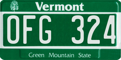 VT license plate OFG324