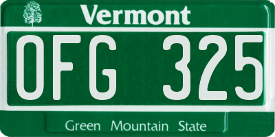 VT license plate OFG325