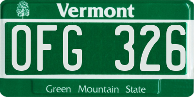 VT license plate OFG326