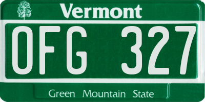 VT license plate OFG327