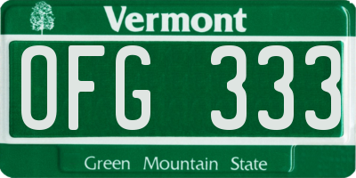 VT license plate OFG333