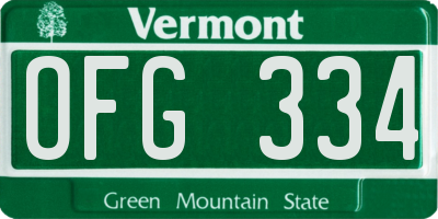 VT license plate OFG334