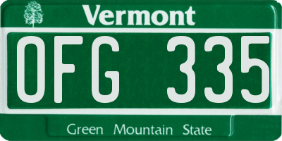 VT license plate OFG335