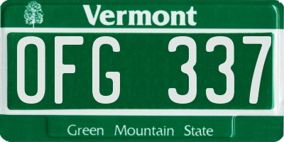 VT license plate OFG337