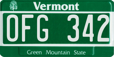 VT license plate OFG342