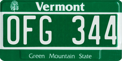 VT license plate OFG344