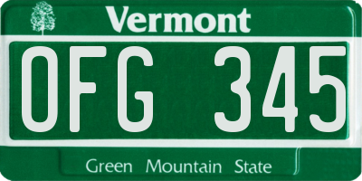 VT license plate OFG345