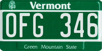 VT license plate OFG346