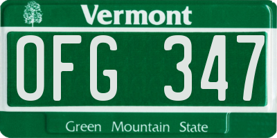 VT license plate OFG347