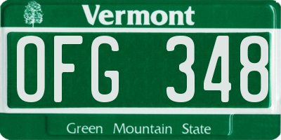 VT license plate OFG348