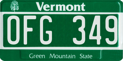 VT license plate OFG349