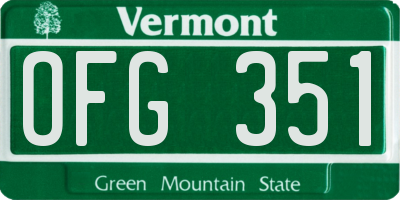 VT license plate OFG351