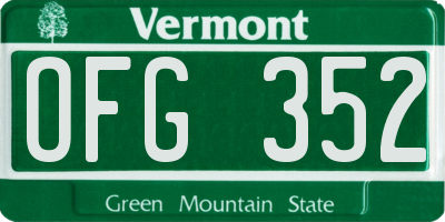 VT license plate OFG352