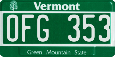 VT license plate OFG353