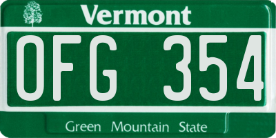 VT license plate OFG354