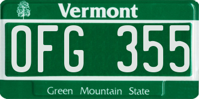 VT license plate OFG355