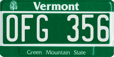 VT license plate OFG356