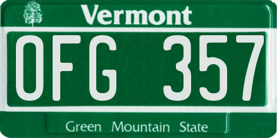 VT license plate OFG357